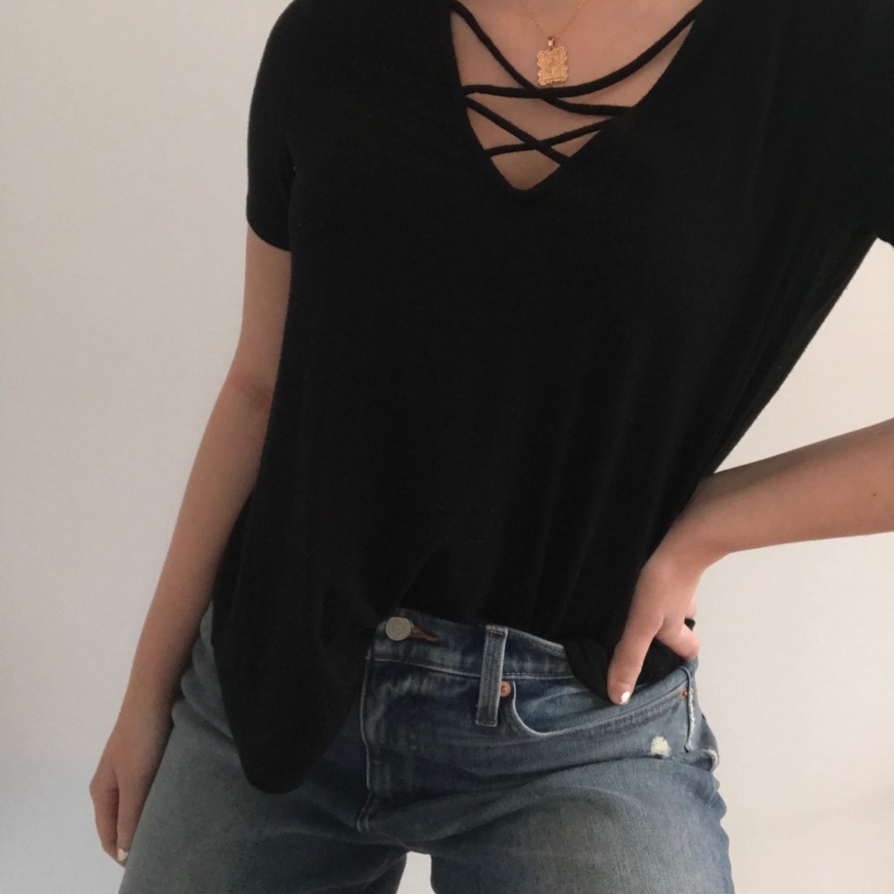 Topshop criss cross shirt